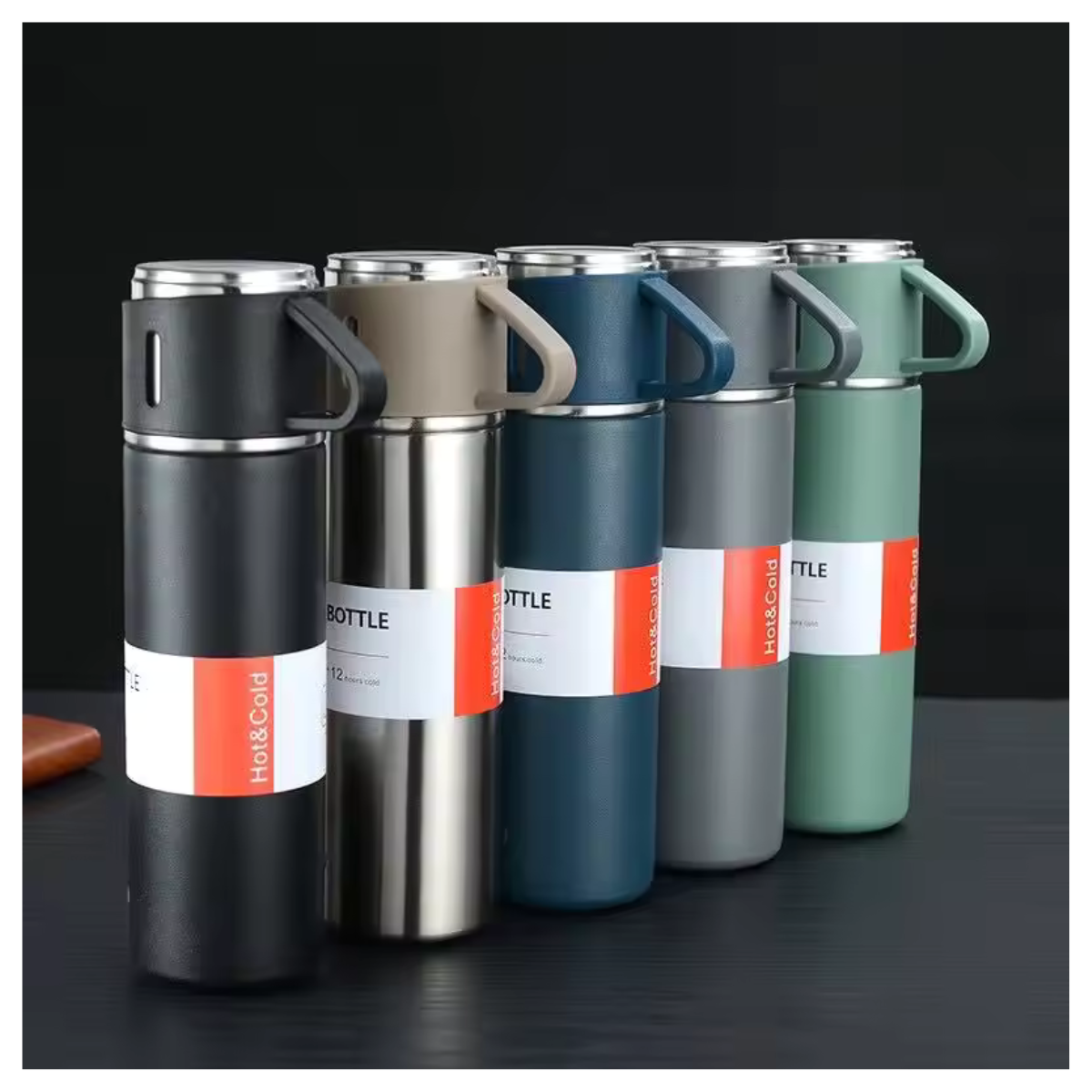 Termo Acero Inox 500 ml + 3 Tazas